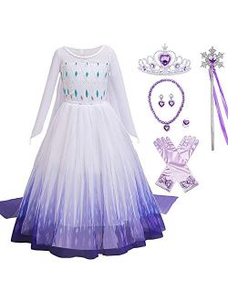 Osflydan Girls Princess Dress Costume Snow Party Dress Queen Halloween Birthday Dress up