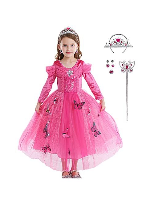 iTVTi Girls Princess Fancy Dress Up Children Long Sleeve Halloween Party Costume