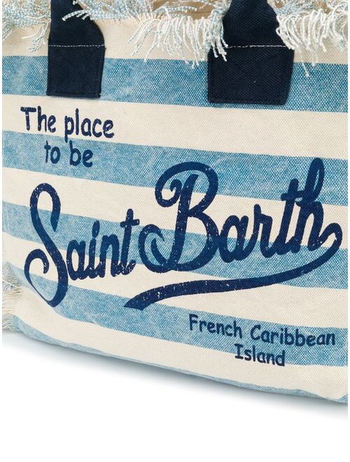 MC2 Saint Barth striped logo print beach bag