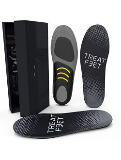 Treat Feet Premium Anti-Odor Insoles - Prevents Arch & Flat Feet Pain - Anti-Fatigue Shoe Insoles - Shoe Inserts Orthotic for Men - All Day Shock Absorption Standing Walk