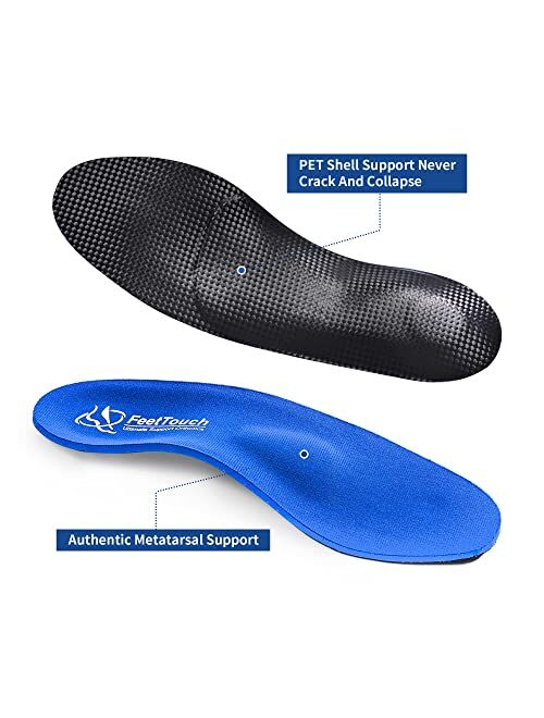 FeetTouch Strong Arch Support Insoles Heel Cushion Orthotic Inserts with Metatarsal Pad for Plantar Fasciitis, Flat Feet