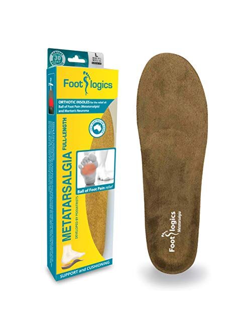 Foot logics Footlogics Full-Length Orthotic Shoe Insoles with Built-in Raise for Heel Pain, Heel Spurs, Achilles Tendonitis, Ball of Foot Pain - Plantar Fasciitis, Pair