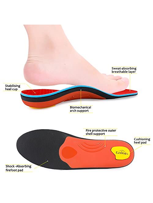 STSVZORR Arch Heavy Support Pain Relief Orthotics - 210+ lbs Flat Foot Heel Pads Plantar Fasciitis Work Boots Insole Inserts for Men and Women
