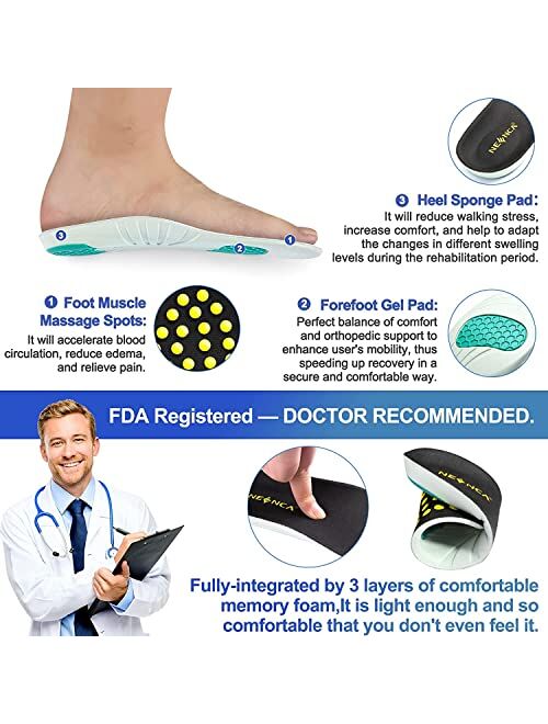NEENCA Professional Shoe Insoles, Comfort Memory Foam Cushioned Shoe Inserts, Medical Grade Shock Absorption Boot Insoles, Soft Support for Arch/Foot/Heel Pain Relief, Ev