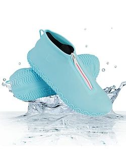 Waterproof Shoe Covers, Reusable Foldable Not-Slip Rain Shoe Covers with Zipper,Shoe Protectors Overshoes Rain Galoshes for Men and Women
