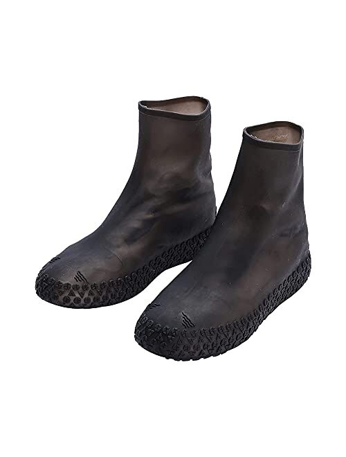 SLSNATFOUND Waterproof Men Women's Rain Shoe Covers, Reusable Foldable Overshoes, Resistant Rain Ankle high top Boots Non-Slip Washable Protection