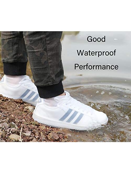 TAKUSHI HF Reusable Waterproof Boot and Shoe Covers, Silicone Rubber Non Slip Rain Snow Overshoe Foldable Galoshes for Men Women