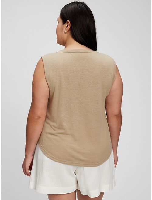 Gap Linen Blend Muscle Sleeveless T-Shirt