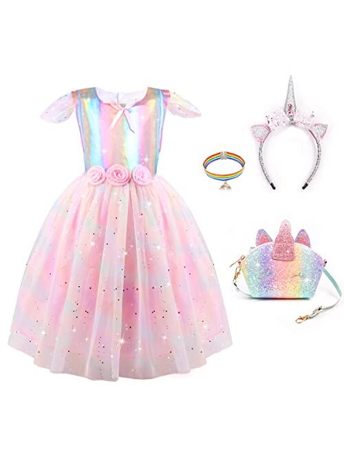 Buy Meland M Princess Dress Up - Unicorn Girls Costumes with Purse,Hair ...