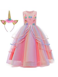 YOJOJOCO Princess Unicorn Dress Up for Little Girls Birthday Dresses Party Unicorn Costumes Halloween