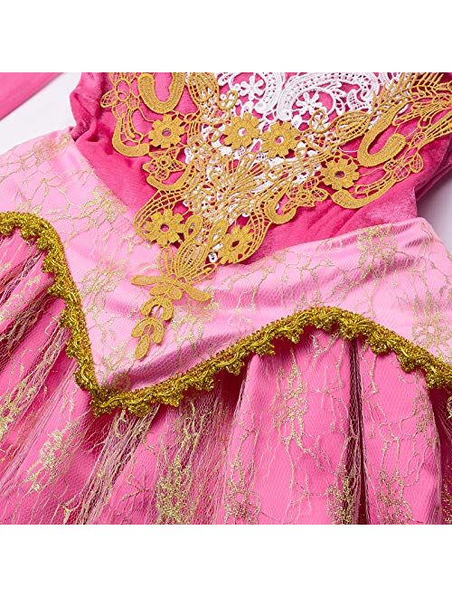 JerrisApparel Girls Pink Princess Costume Halloween Cosplay Party Dress up