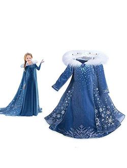 VBY Snow Princess Costume Girls Halloween CosplayFancy Dress QueenChristmasBirthday Party Dress 3-8Y