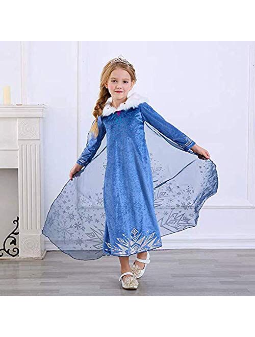 VBY Snow Princess Costume Girls Halloween CosplayFancy Dress QueenChristmasBirthday Party Dress 3-8Y