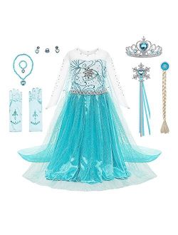 LURLEEZ Princess Costumes for Little Girls Dress Up Clothes for Little Girls Toddler Costume with Accessories Christmas Birthday