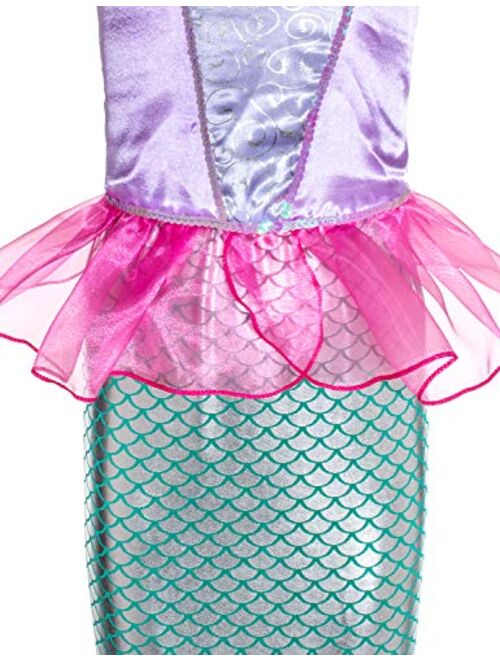 Party Chili Little Girls Mermaid Princess Costume for Girls Dress Up Party with Gloves,Crown Mace 3-10 Years