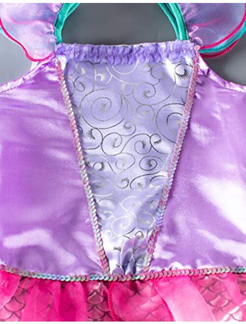 Party Chili Little Girls Mermaid Princess Costume for Girls Dress Up Party with Gloves,Crown Mace 3-10 Years