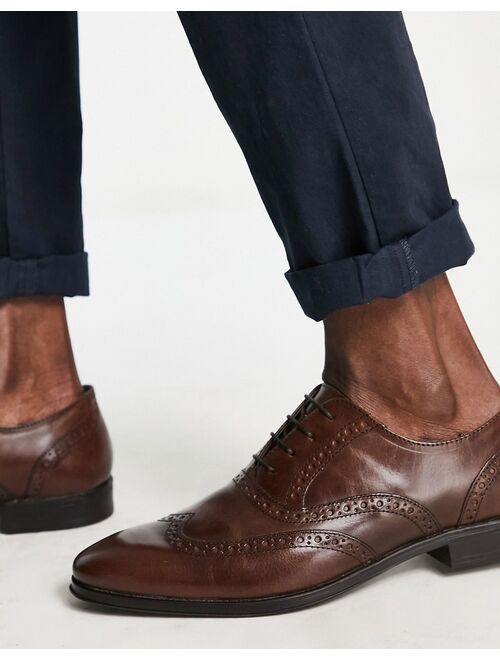 ASOS DESIGN oxford brogue shoes in brown leather