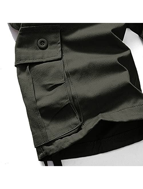 aihihe Black Mens Outdoor Shorts Big and Tall Relaxed Fit Casual Outdoor Stretchy Lightweight Short with Multi Pockets