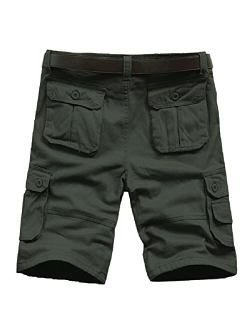 Aihihe Mens Outdoor Shorts Big and Tall Loose Fit Twill Cargo Shorts Classic Multi-Pocket Short Pants