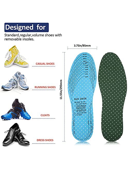Sintege 3 Pairs Breathable Shoe Insoles Inserts Ultra-Soft Cushioning Walking Comfort Insoles Double-Layer Latex Foam Perforated Insoles Replacement Insoles for Men 7-11 