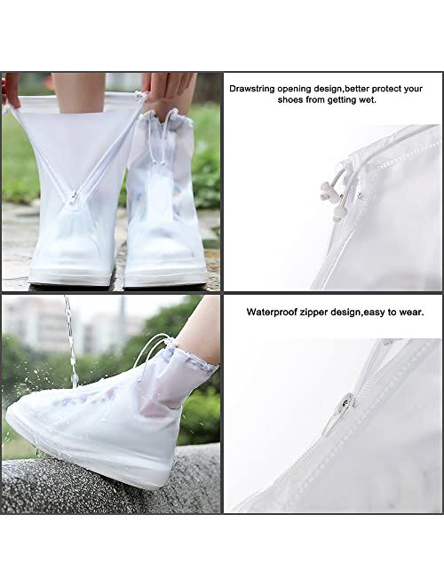 Zbyoujer Reusable PVC Waterproof Shoe Covers,Shoe Protectors with Waterproof Zipper and Drawstring Design,Not-Slip Rain Shoe Covers for Women and Men.