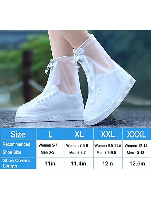 Zbyoujer Reusable PVC Waterproof Shoe Covers,Shoe Protectors with Waterproof Zipper and Drawstring Design,Not-Slip Rain Shoe Covers for Women and Men.