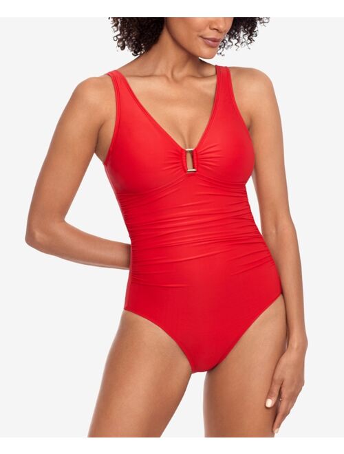 Polo Ralph Lauren Lauren Ralph Lauren Ring-Detail Over-The-Shoulder Underwire Tummy-Control One-Piece Swimsuit