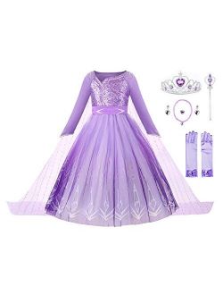 JerrisApparel Girl Snow Party Dress Princess Costume Halloween Cosplay Dress up