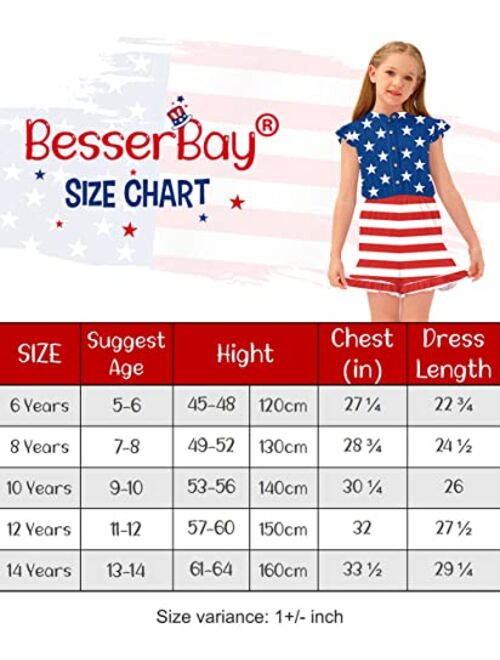 BesserBay Girl's Summer Ruffled Flutter-Sleeve Jumpsuit Button Down Crewneck Romper 5-14 Years