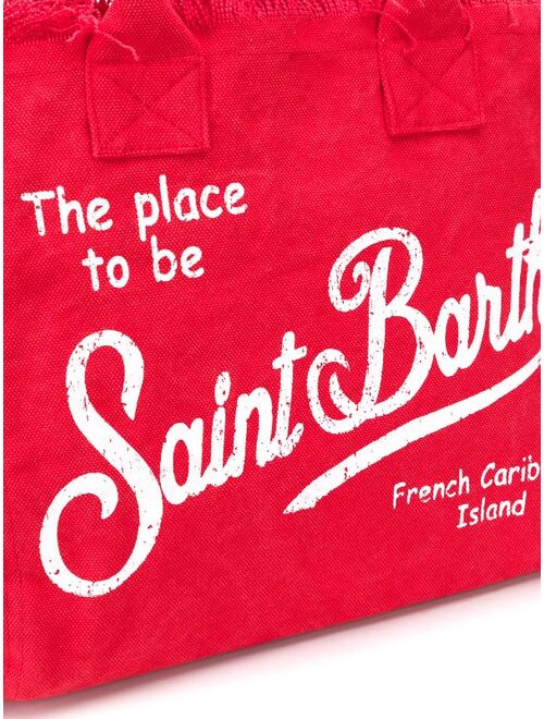 MC2 Saint Barth logo print frayed beach bag