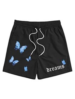 Men's Cartoon Print Elastic High Waisted Casual Summer Shorts