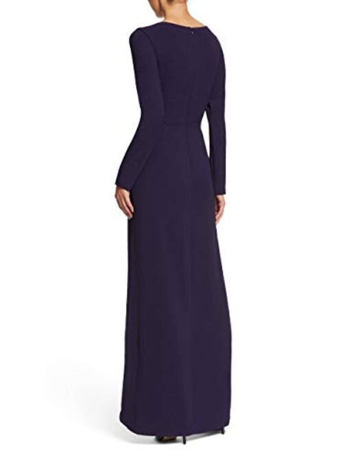 Dress the Population Women's Naomi Longsleeve Jersey Knit Twist Long Maxi Gown Dress