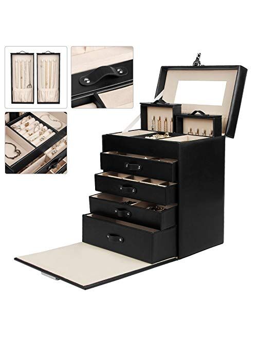 Homde Jewelry Box Girls Fully Locking Organizer for Necklace Earrings Ring Great Gift Choice
