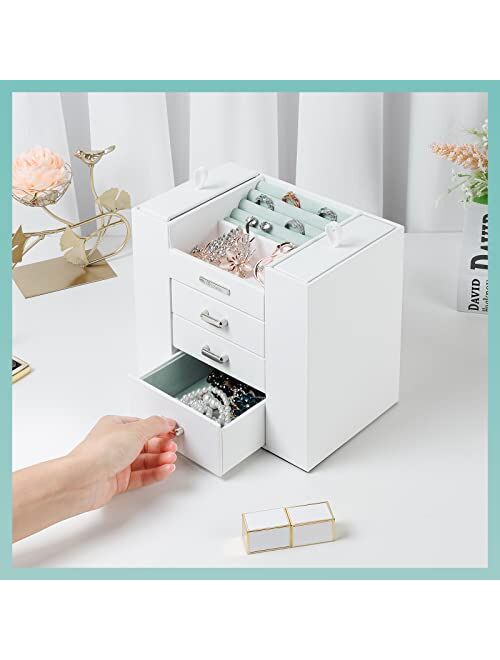 Homde Jewelry Organizer for Girls Women Jewelry Box Necklaces Rings Earrings Display Stand Jewelry Storage Holder Case for Bracelets Watches Sunglasses