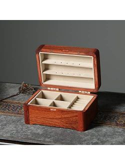 YIAN Wooden Jewelry Box Small Jewelry Storage Case For Necklace Earring Rings Handcrafted Vintage Portable Wood Jewelry Organizer Box,Best Christmas & Birthday Gift for M