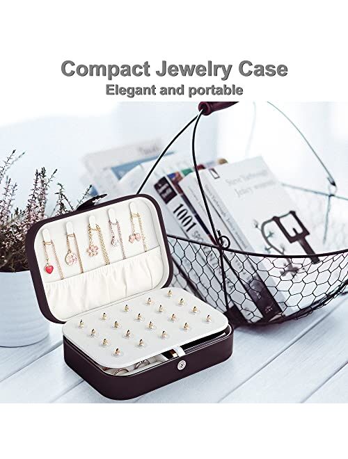 LATIT Small Jewelry Box for Women Girls,PU Leather Travel Jewelry Case Mini Travel Jewelry Organizer Jewelry Storage Holder Display for Ring Earrings Necklace Bracelet