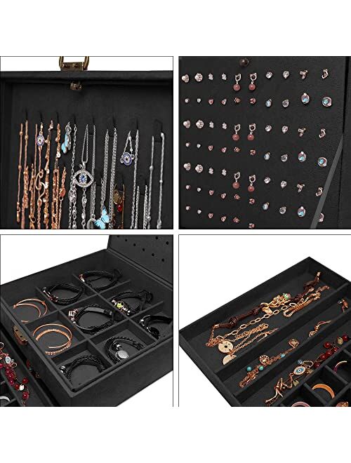 XYMAO Jewelry Organizer,5 Layers Jewelry Boxes for Women,Girls,Earrings Necklaces Rings Bracelets Jewelry Storage Display Case,Household,Dresser Table