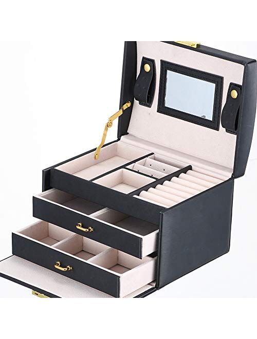 CREATOR Women Jewelry Organizer Box with Lock Girls Travel Jewelry Storage Case for Earring Ring Necklace Bracelet