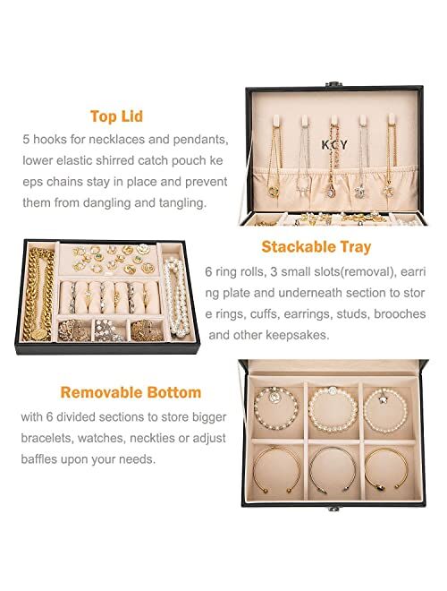 KCY Jewelry Box for Women Girls,Jewellery Storage Boxes Case for Earrings Rings Necklaces Bracelets,Mens Jewelry Organizer