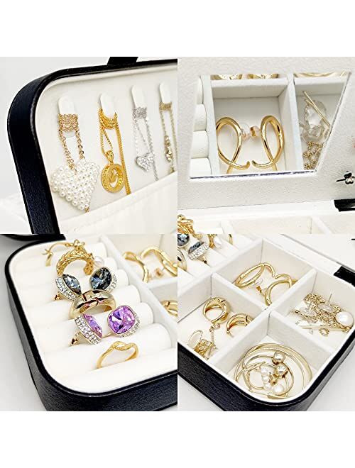 Zoe sunny Jewelry Box Girls Jewelry Organizer box Mini Travel Case Small Portable Jewelry Storage Case for Necklaces Bracelets Earrings Rings