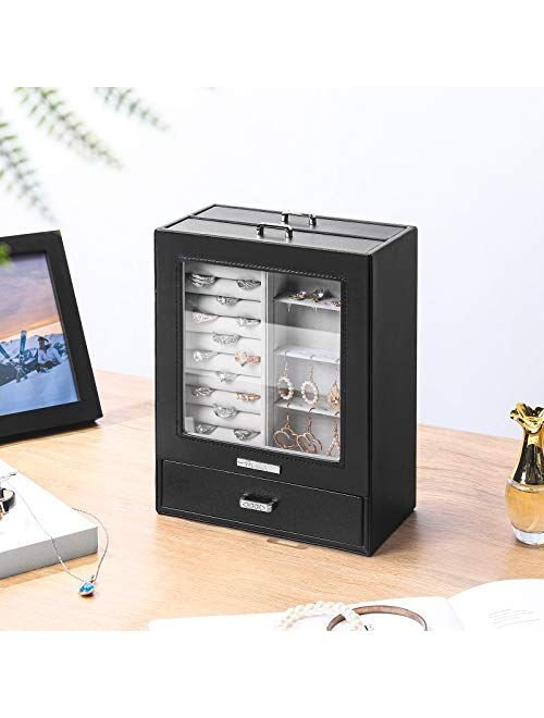 Homde Jewelry Organizer Girls Women Jewelry Box for Necklaces Rings Earrings Gift Jewelry Storage Case Flower Series