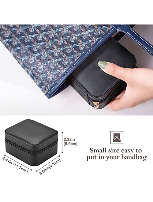 Lolalet Travel Jewelry Box Small Jewelry Case, Mini Ring Storage Organizer, Portable PU Leather Jewellery Display Storage Earrings Necklace Holders for Women Girls Gift