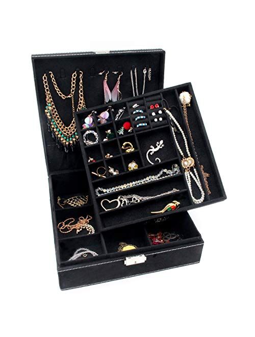 KLOUD City Two-Layer Jewelry Box Organizer Display Storage case Lock