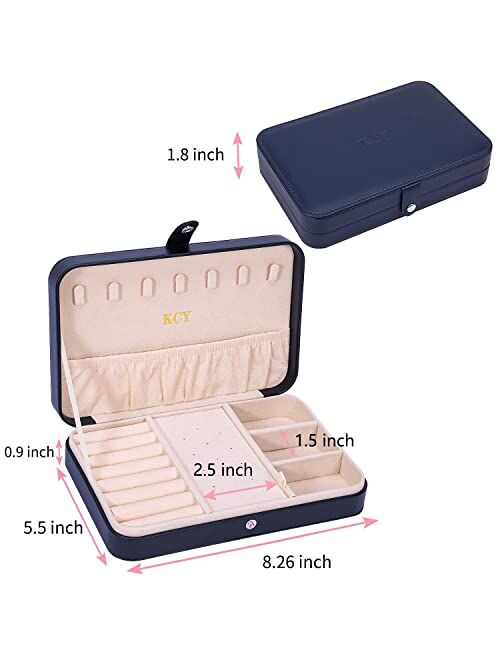 KCY Jewelry Box for Girls Women,Small Travel Jewelry Organizer Case,PU Leather Portable Jewellery Storage Boxes Display Holder for Ring Earrings Necklace Bracelet Bangle,