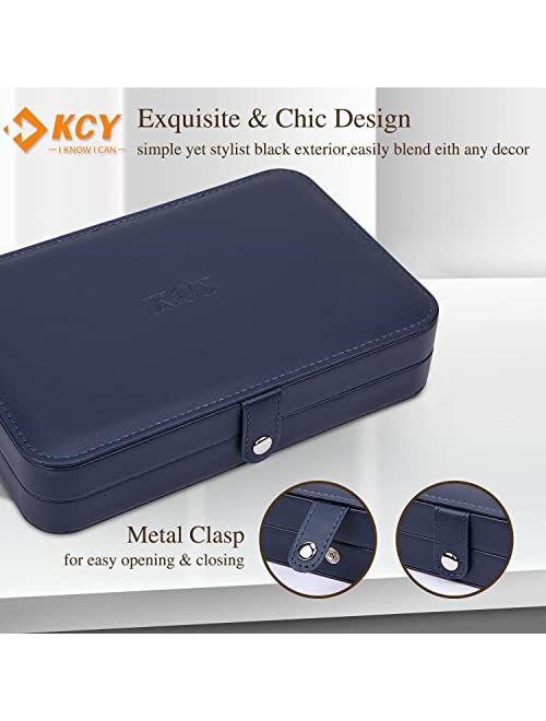 KCY Jewelry Box for Girls Women,Small Travel Jewelry Organizer Case,PU Leather Portable Jewellery Storage Boxes Display Holder for Ring Earrings Necklace Bracelet Bangle,