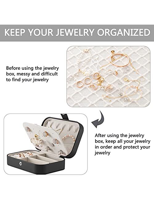 Oyydecor Portable Jewelry Box Small 2-Layer Travel Jewelry Organizer PU Leather Display Storage Case for Rings Necklace Earrings Bracelets Valentine Gift for Girls Women