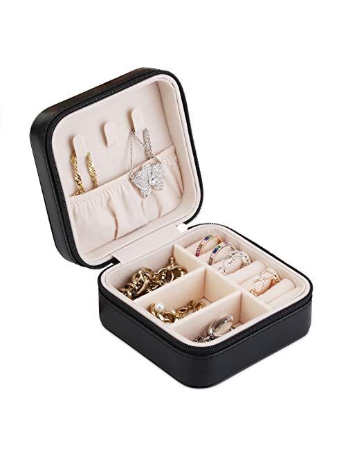 A&A Large PU Leather Jewelry Box 2 Layers Combined Storage Case with Buckle