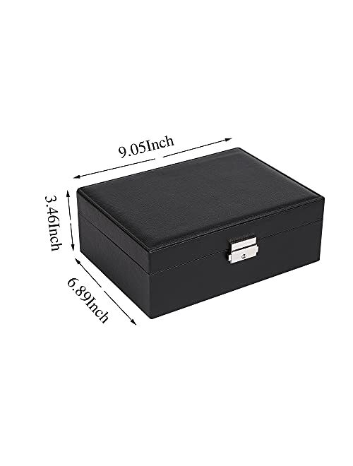 Starmond Jewelry Box for Women: Leather with Lock 2 Layer Portable Jewelry Organizer and Box Storage Case Necklaces Bracelets Rings Earring Holder