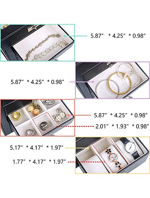 Kendal Jewelry Box for Women, 5 Layer Leather Jewelry Box with Rotating Design Jewelry Organizer Case for Necklace, Ring, Jewelry