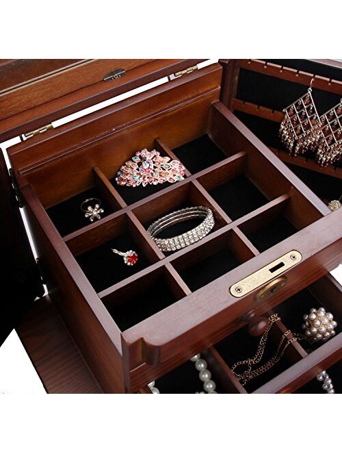 Rowling Extra Large Wooden Jewelry Box/Jewel Case Cabinet Armoire Ring Necklacel Gift Storage Box Organizer Mg002